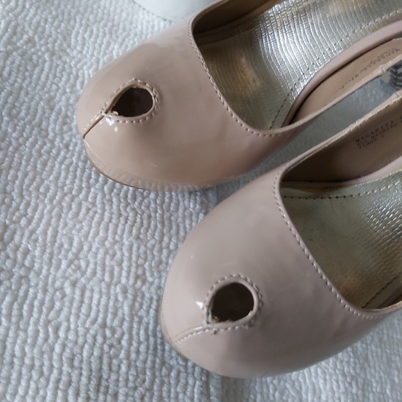 Bamboo platform stiletto heels nude   glossy pumps peep toe slingback - Picture 5 of 16